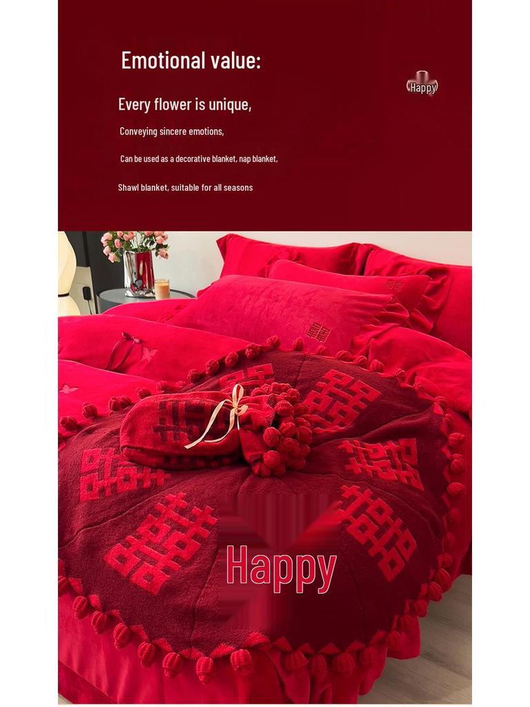 Rose Bouquet Gold Blanket: Perfect High-End Gift for Weddings, Engagements, New Brides, or Best Friends