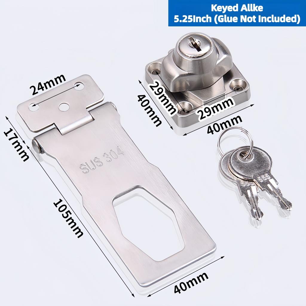 304 Stainless Steel Waterproof Polished Key Lock Plate Buckle Split Door Easy Access Opening Drawer Cabinet Cupboard Grain