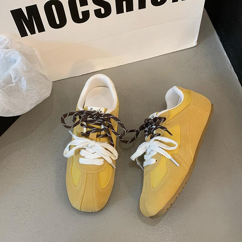 

Double lace-up fashion sports casual shoes women s 2025 spring breathable dopamine niche Forrest Gump shoes retro German training shoes 40 жёлтый