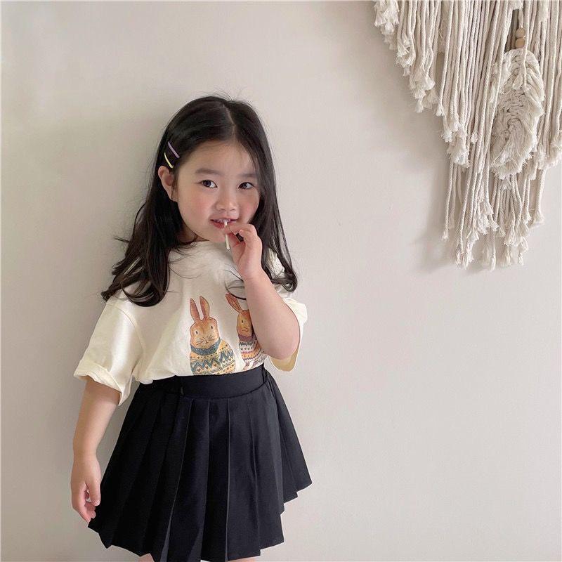 Cute Korean-Style Short-Sleeved Cotton Tops for Girls - Perfect Retro Summer Wear for Children
