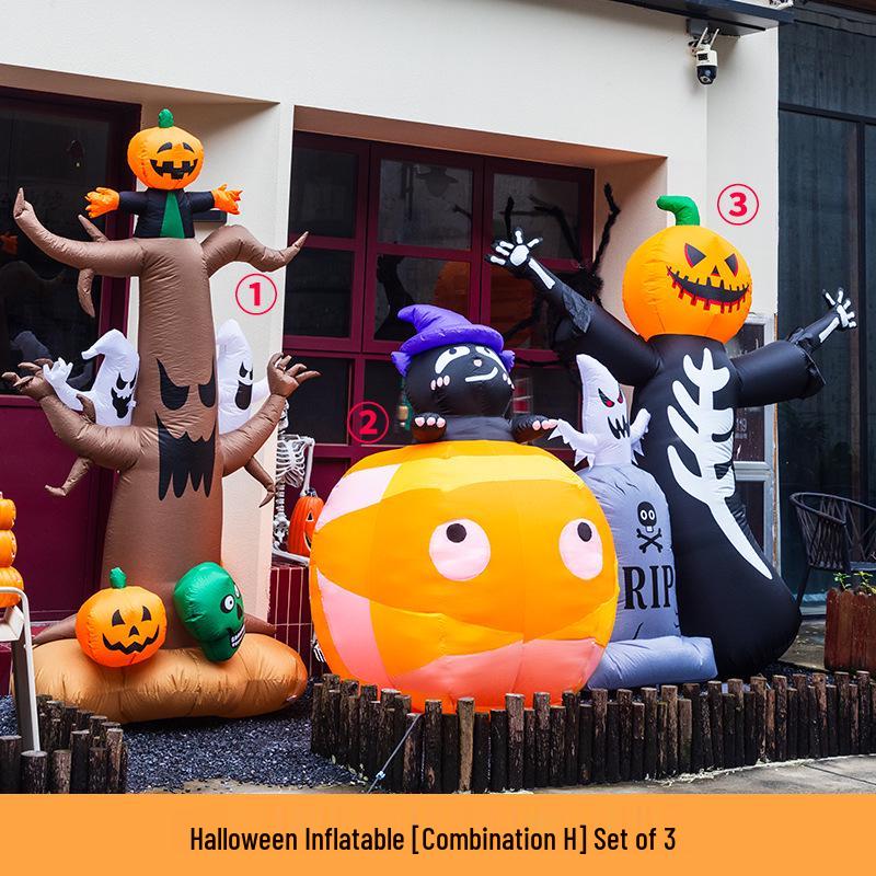 Large Halloween Pumpkin Lantern with Ghost and Spider Décor