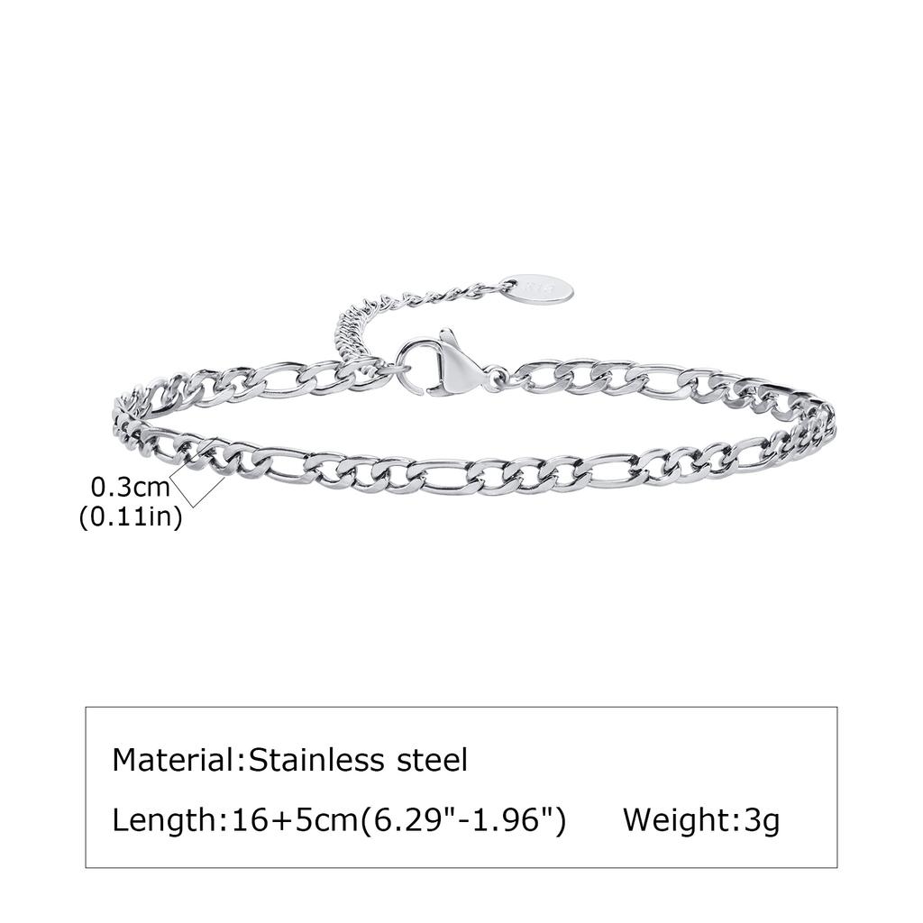 Men's Thin Chain Bracelet,Adjustable Stainless Steel Metal Chain Wristband,Classic Hip Hop Trendy Jewelry Gift for Him