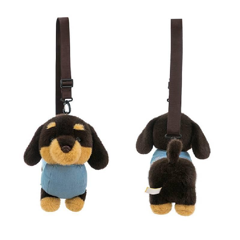 Jacket Denim Dachshund Plush Toy Single Shoulder Bag Stuffed Animal Gift Doll