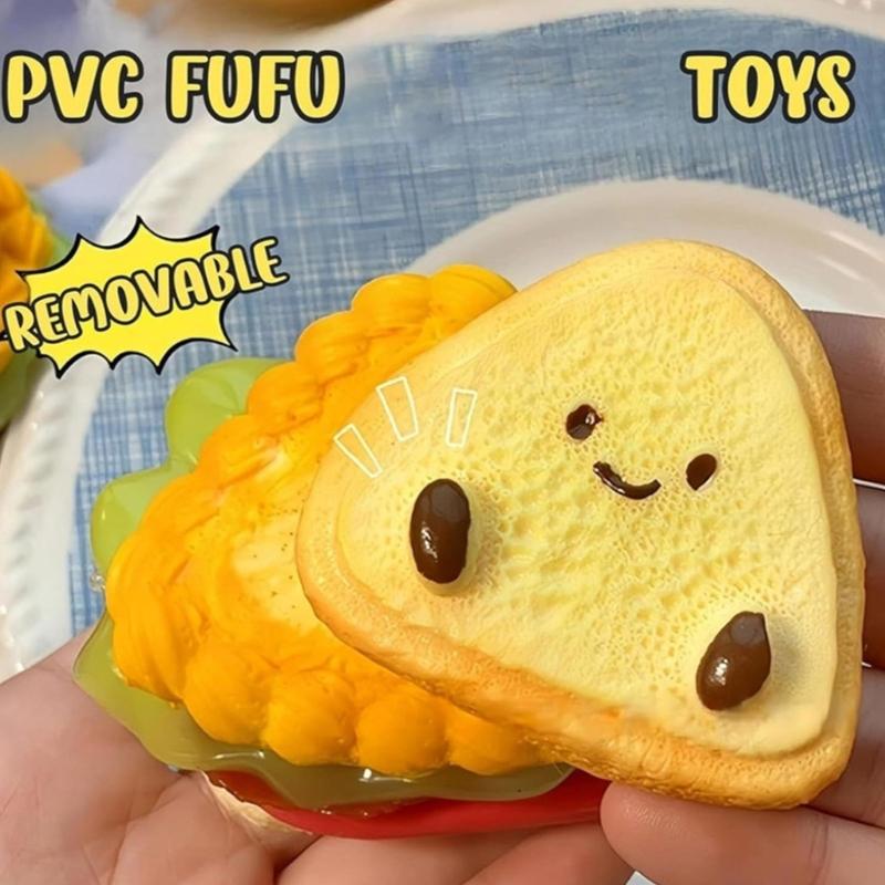 Squeeze Food Stress Toy Sensory Decompression Toy For Children Adult Soft PVC Sandwich Play Food for Tension Eliminate