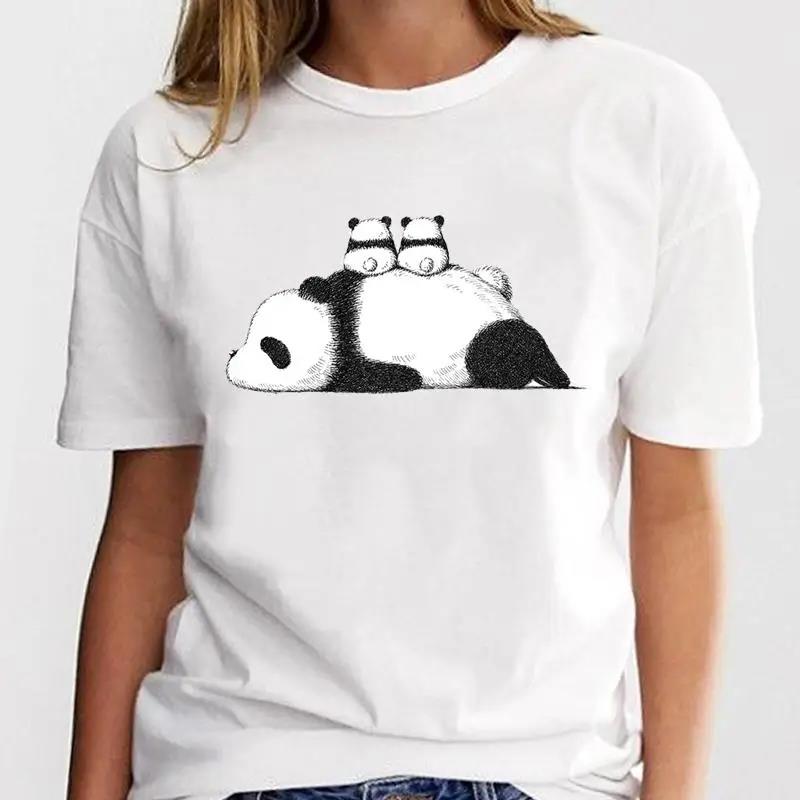 New Panda Lovely Cute Tshirt Clothing Cartoon Graphic Print Short Sleeve Fashion Casual T Shirt Women Soft Clothing