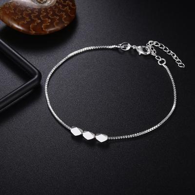 Braccialetto con perline di fagioli con cavigliera placcata in argento S925 per donna