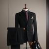 Premium British Two-Button Men's Three-Piece Suit: Solid Color, Western Style, Formal Business Wear