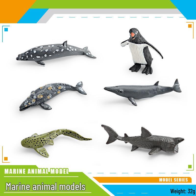 Mini Marine Animal Models: Albatross, Leopard Shark, Penguin, Polar Bear, King Crab