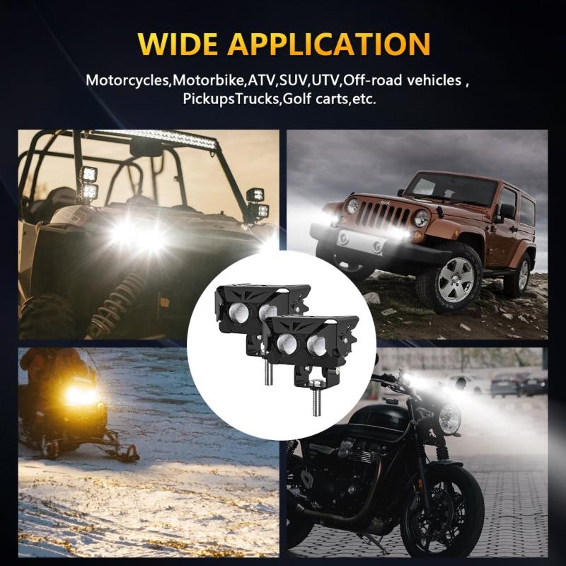 LED Offroad Lights LED Driving Pod Lights Super Flood Beam 2Pcs Led Pods Light Bar Waterproof for Motorcycles Durable