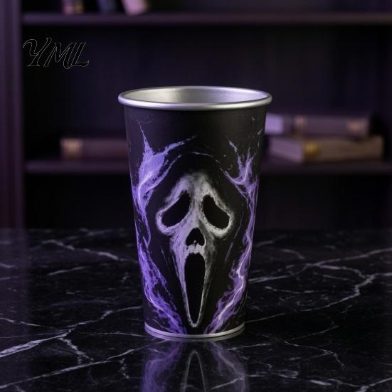 Gothic Style Metal Water Cup Thermochromic Color-Changing Cup, Horror Theme Cold Drink Spooky Prison Hand Design Mug Tumbler, Wide Mouth for Halloween