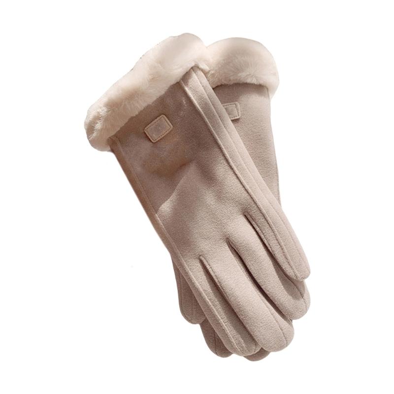 1pair Warm Thermals Gloves Cold Weather Touchscreens Mittens Windproof Gloves for Outdoor Cycling бежевый