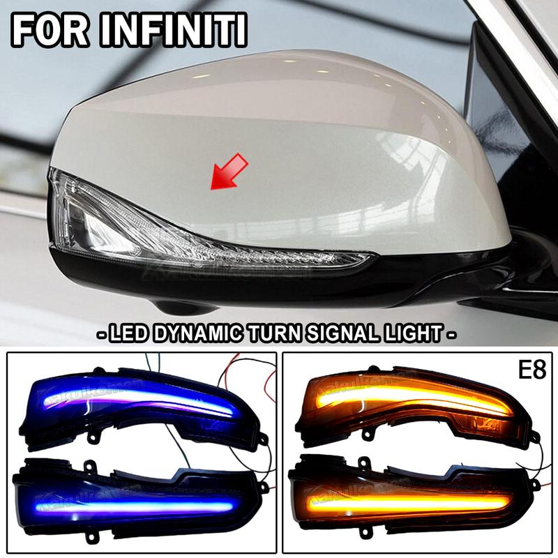 2pcs Flowing Mirror Dynamic LED Turn Signal Light Car Styling For Infiniti Q30 Q50 Q50S Q50L Q60 Q70 QX50 QX60 QX70 Skyline