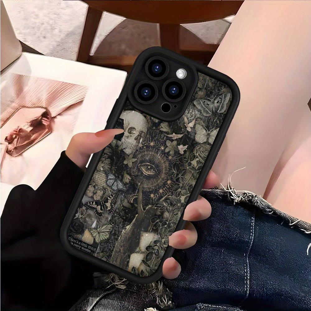 Black Gothic Pattern Phone Case Suitable for iPhone 17 16 15 14 13 12 11 Pro/Max/Plus Anti Drop and Shockproof Back Cover