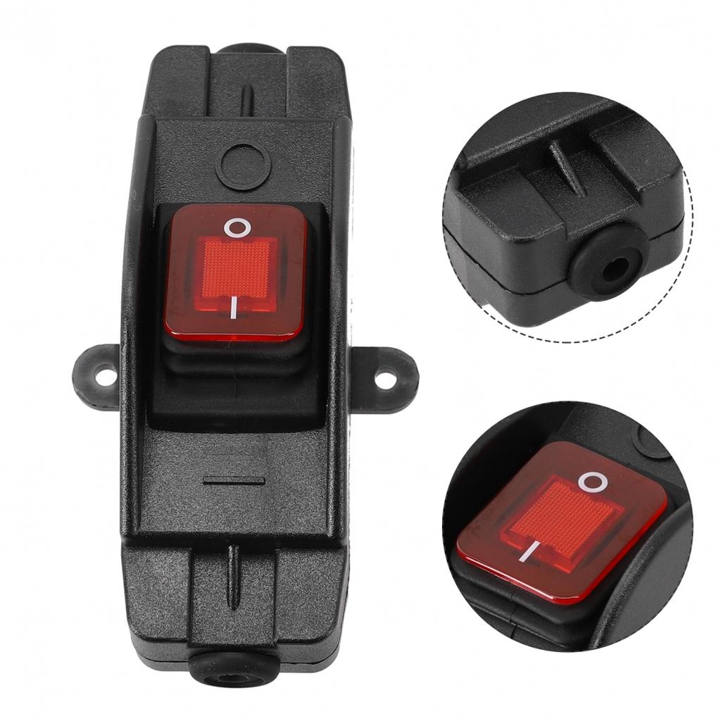 30A 220V IP65 Waterproof On/Off Inline Cord Switch with Indicator Black