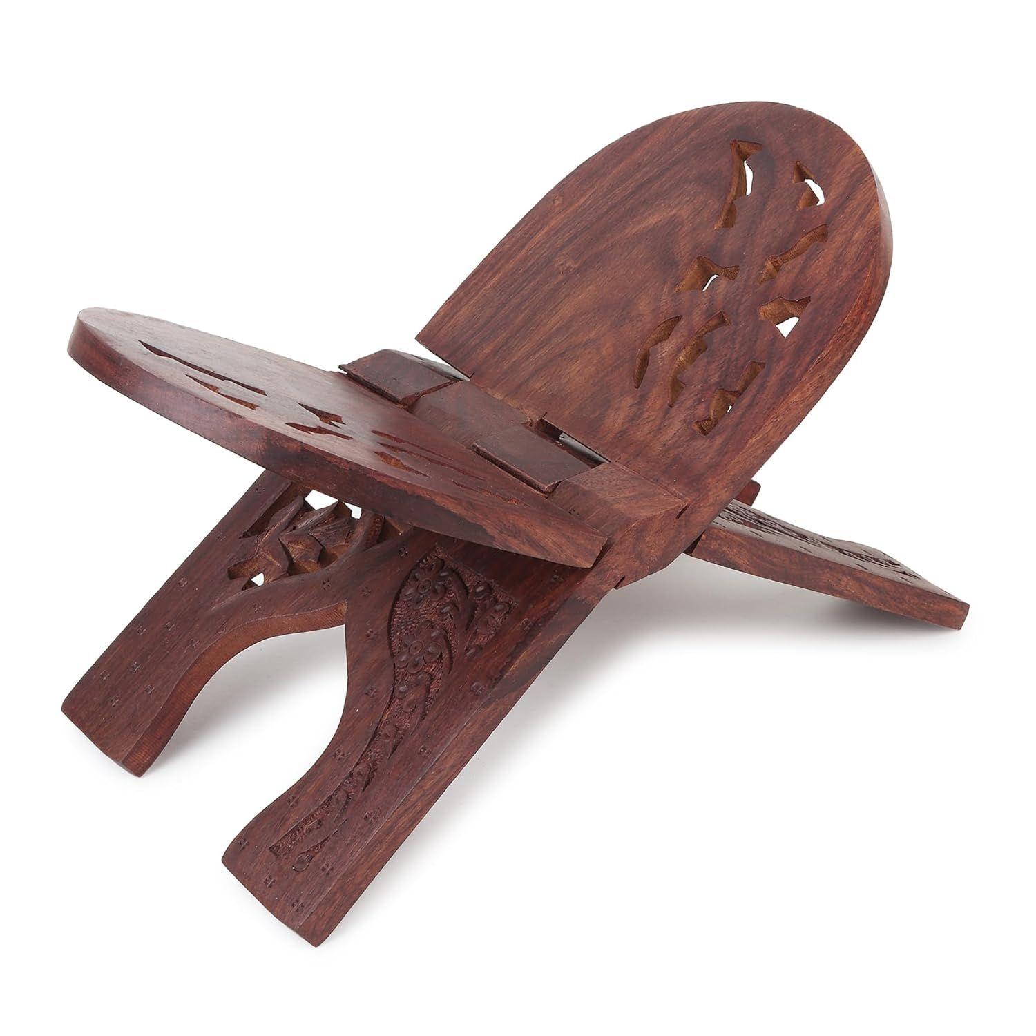 

Деревянная подставка для священных книг из шишама, ручная резьба, для Корана, Библии, Бхагават-гиты, Рамаяны и Гуру Грантх Сахиб для чтения, подставка-рехал 13X6 дюймов