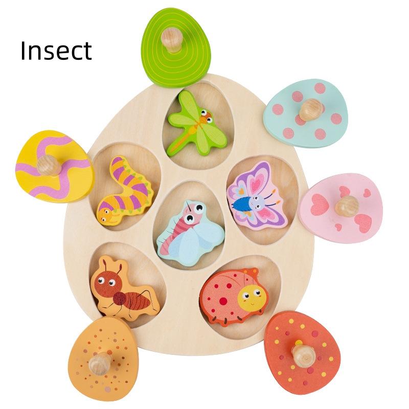 

Wooden Eggs Puzzle Montessori Toys Flower Insect Peg Puzzle Matching Games Fine Motor Early Educational Toys Gifts For Toddlers