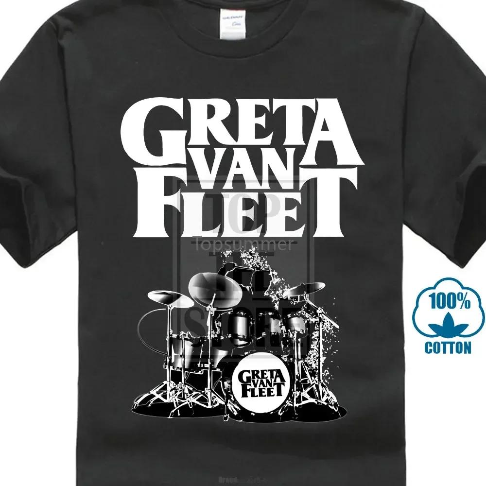 Greta Van Fleet Drum T Shirt Black Full Size S 3Xl For Greta Van Flee Fan 2018 T Shirt Men Cott