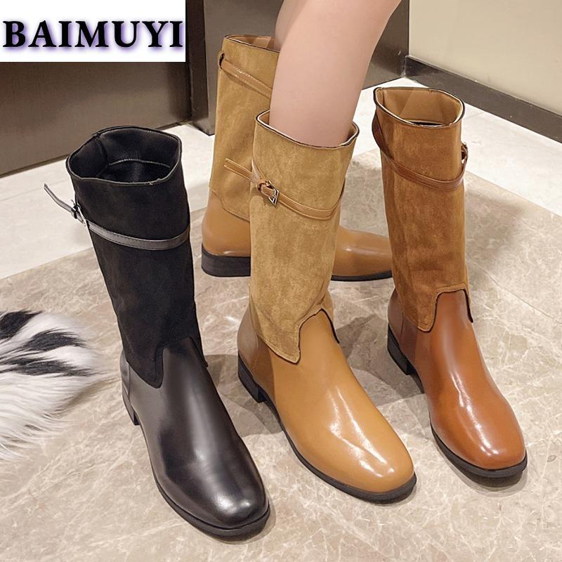 Dame Chelsea Høye Støvletter Chunky Sko Vinter Merke 2025 Designer Ny Trend Midt-legg Snøstøvler Mote Casual Retro Botas Mujer