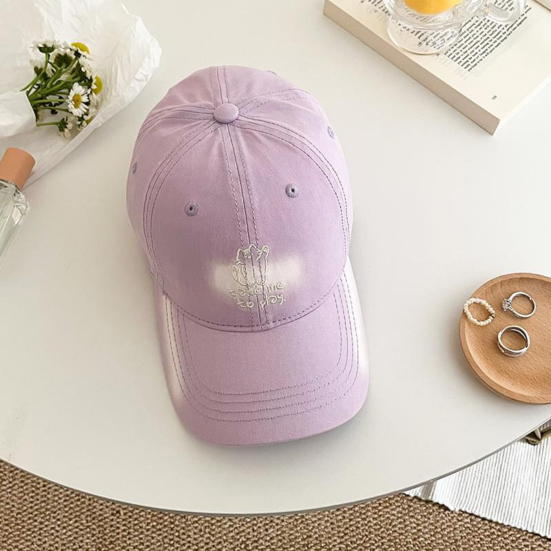 Korean Style Embroidered Cat Baseball Cap With Sun Protection For Summer Outdoor Casual Wear