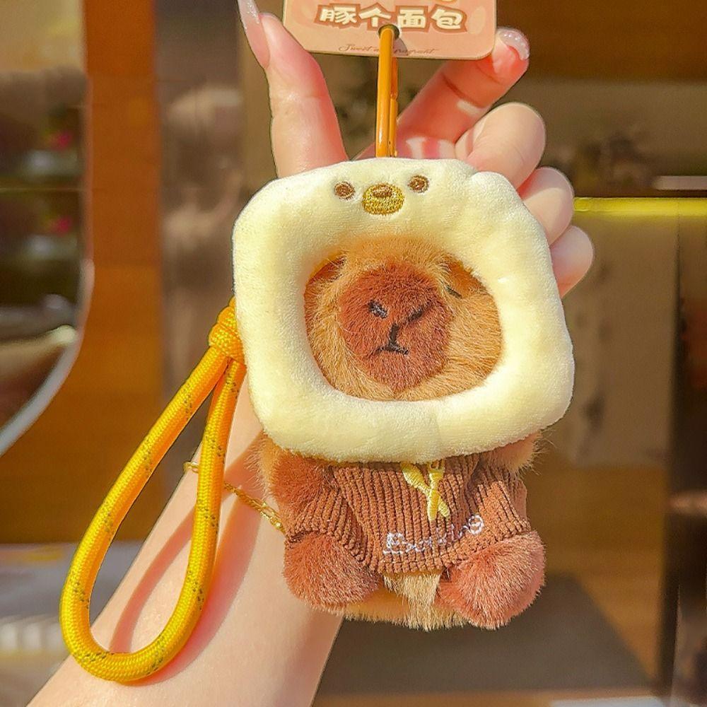 Bread Capybara Capybara Plush Pendant Cartoon Car Key Ring Cartoon Keychain  Bag Accessories