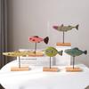 Retro Mediterranean Wooden 3D Fish Decorations Colorful Fish Desktop Ornament Ocean Crafts, for DIY Kids Room office Home Decor