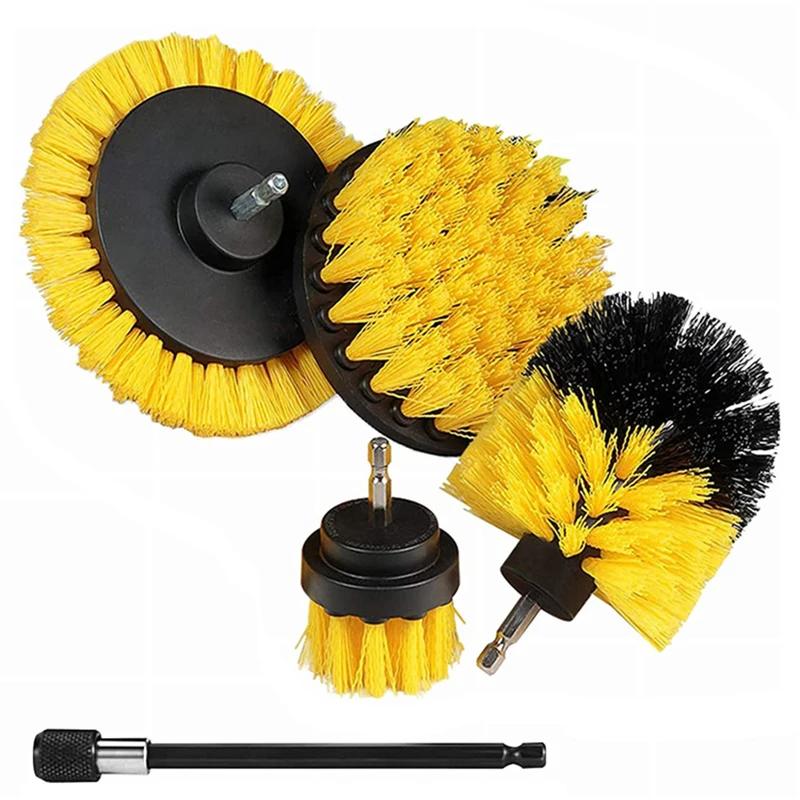 3Pcs Electric Drill-Brush Kit Power Scrubber Brush For Carpet Bathroom Surface Tub Furniture Shower Tile Tires Cleaning Tool