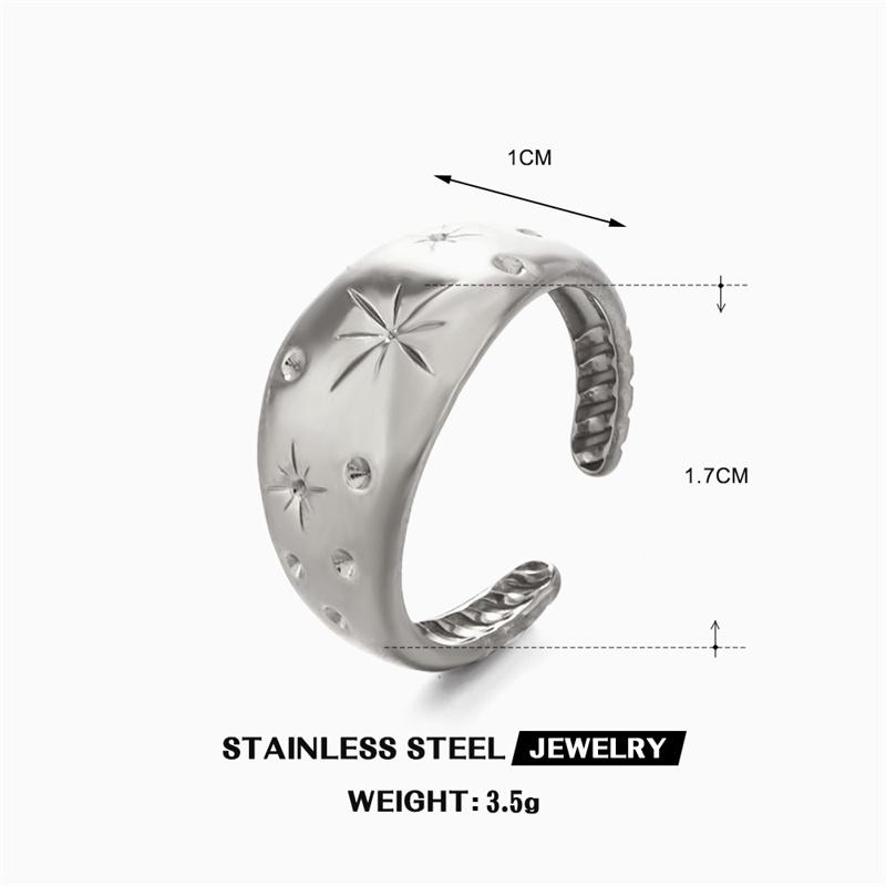 

Stainless Steel Rings Vintage Irregular Star Opening Finger Rings for Women Fashion Charm Statement Waterproof Jewelry Gifts