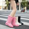 New Medium Tube Rain Shoes Women's Rubber Shoes Wear Non-slip Water Boots Thick-soled Water Shoes and Velvet Rain Boots