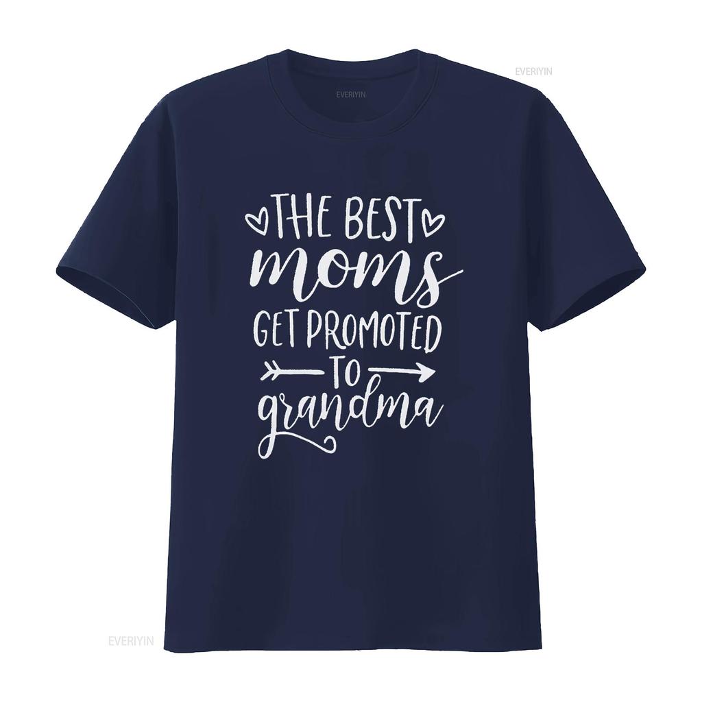 The Best Moms Get Promoted To Grandma T Shirt Women Grandmother GifT with Funny Saying Casual Top Vintage Washed Versatile