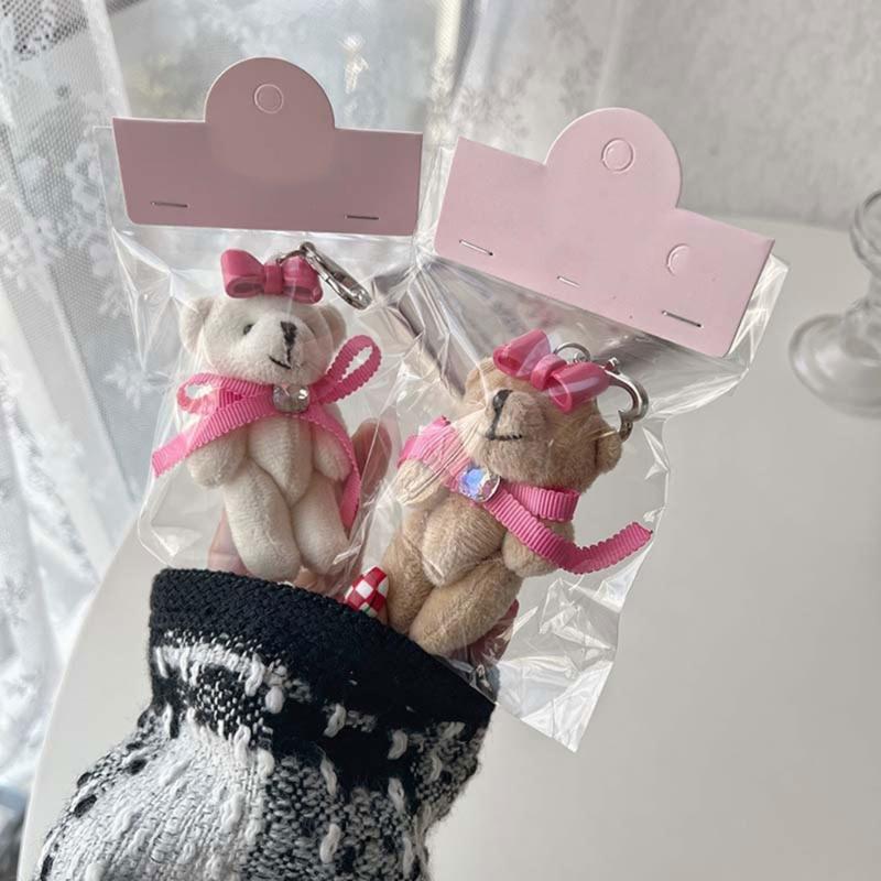 Cute Bear/Rabbit Keychain Soft Plush Keyring Adorable Bag Pendant for Women Girls Lovely Couple Key Rings Ornament