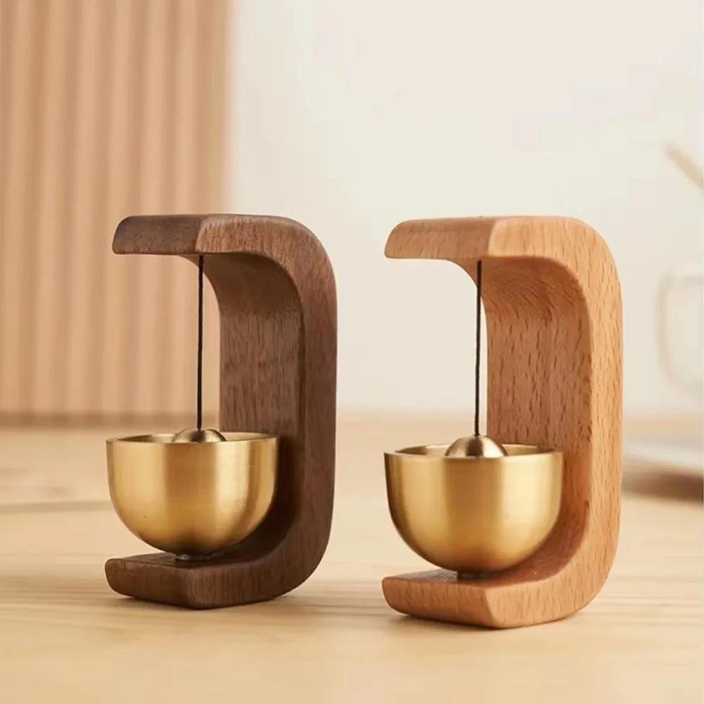 1/2 Stück Massive Holztürklingel Magnetische Ästhetische Messing-Windspiele Kabellose Klingel Türglocke Anhänger Heimdekoration Qualität