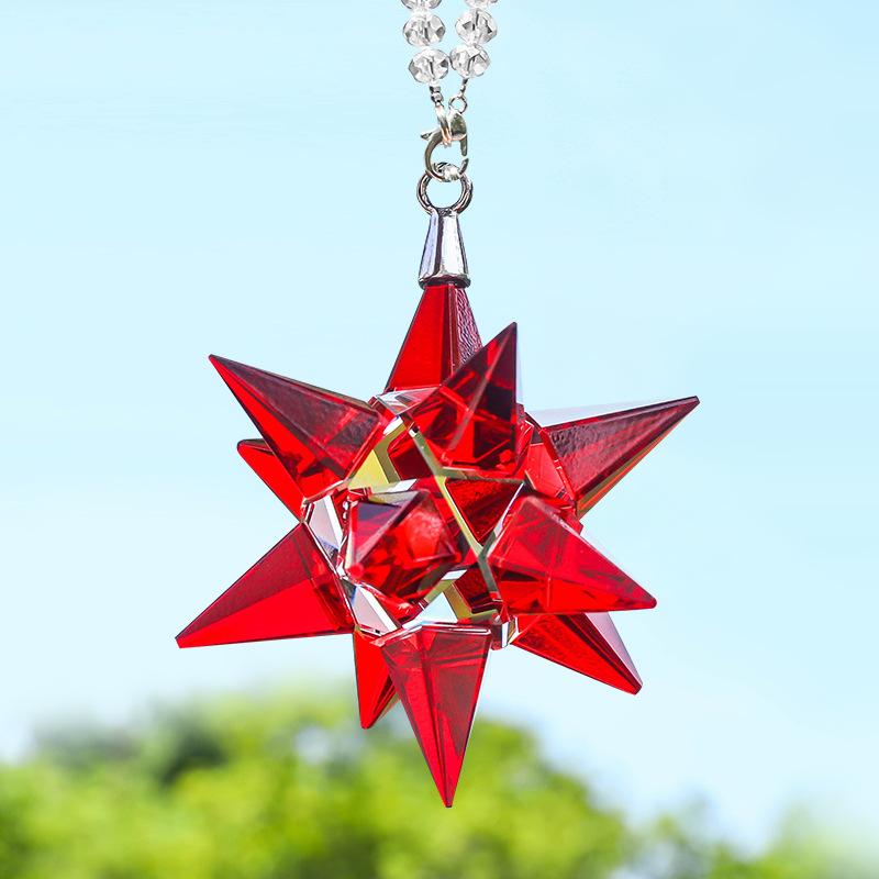 

9 Color Meteor Hammer Crystal Car Pendant Hanging Rainbow Maker Rearview Mirror Suspension Home Car Decor Auto Accessories Gift