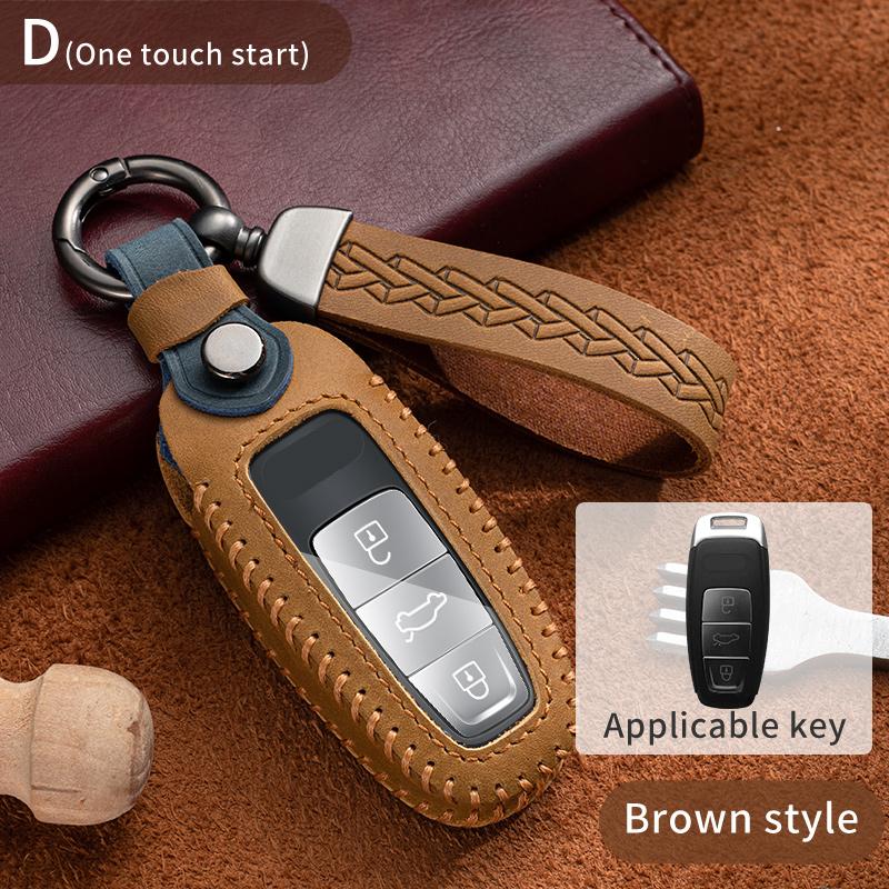Leder Autoschlüsselabdeckung Hülle Halter Anhänger für A8 A7 A6 A4 A3 B9 C8 S7 4K D5 S8 Q7 Q8 SQ8 E-tron 2018 2019 2020 2021 Zubehör