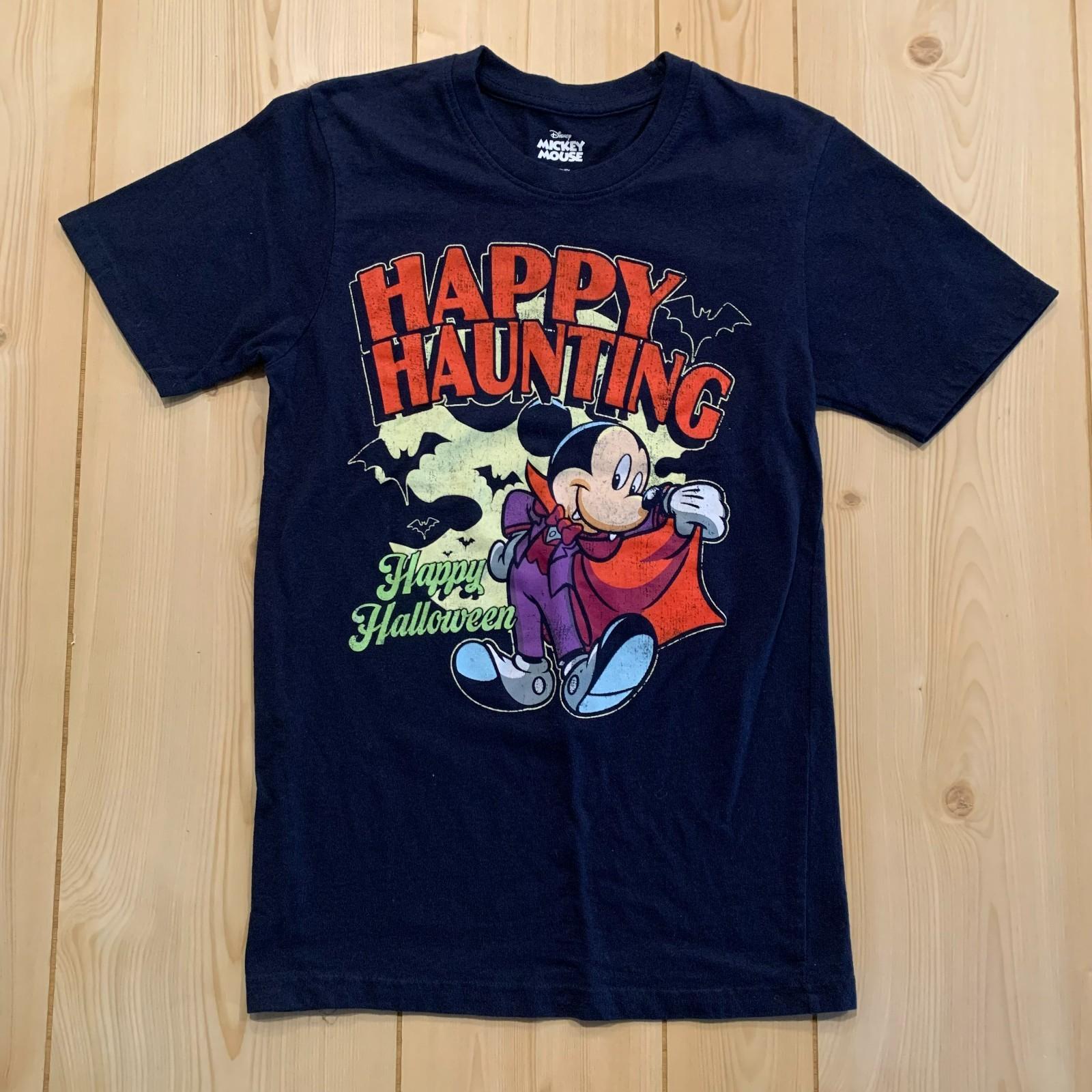 Walt Disney Mickey Mouse Happy Haunting Halloween Bats Spooky Scary T-Shirt S Unisex T-Shirt L