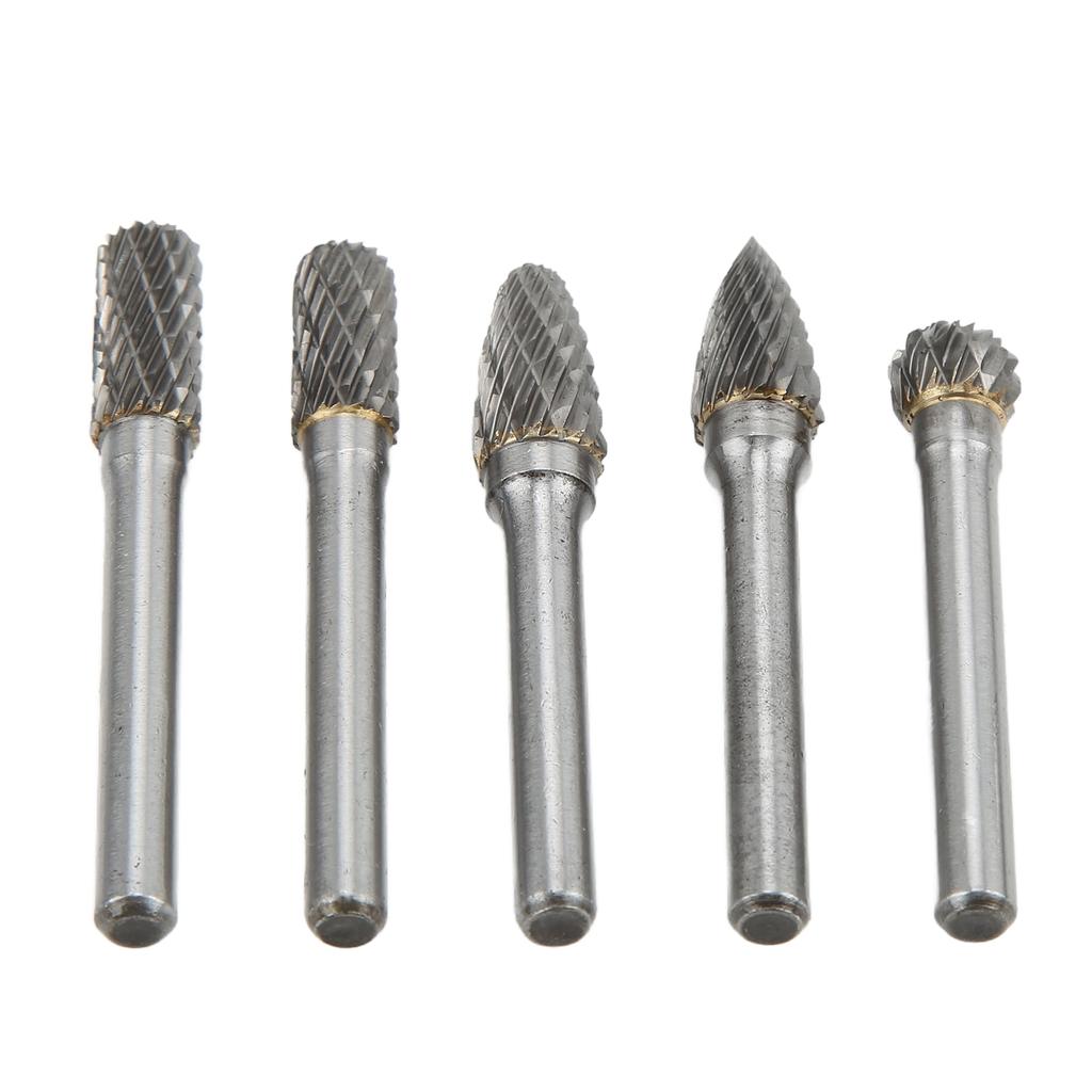 5 stk 6x10mm Dobbelkutt Wolframkarbid Roterende Filer Sett for Maskineri Luftfart Bil Skip