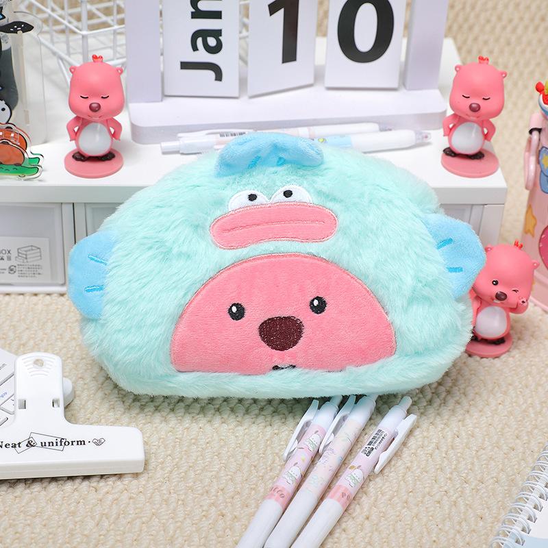 Cartoon Plush Pencil Bag For Student Kawaii Storage Bag For Pen Cosmetic Brush Marker Pen Large Capacity Pen Case School Supply