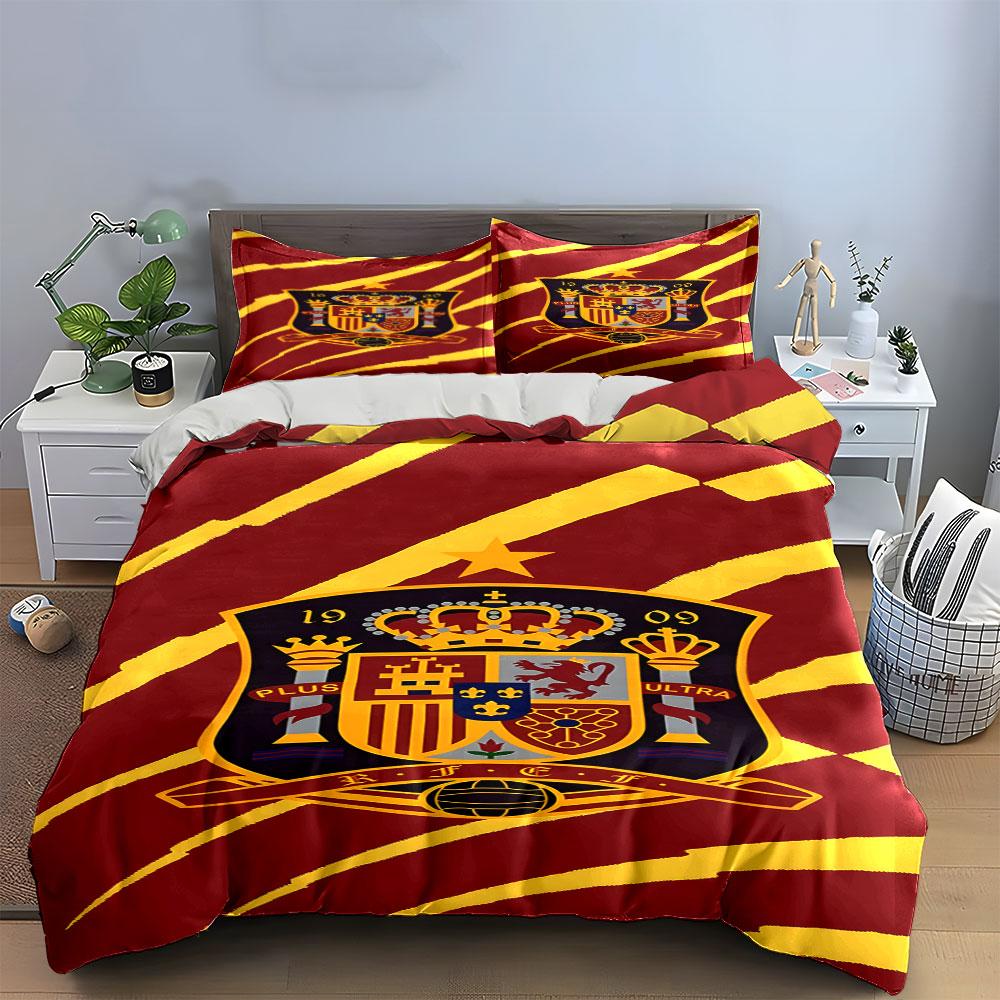 Yellow stripes, Spain emblem. Bedding sets Duvet cover sets Duvet covers Pillowcases(1 * Duvet Cover 2 * Pillowcases without duvet insert)