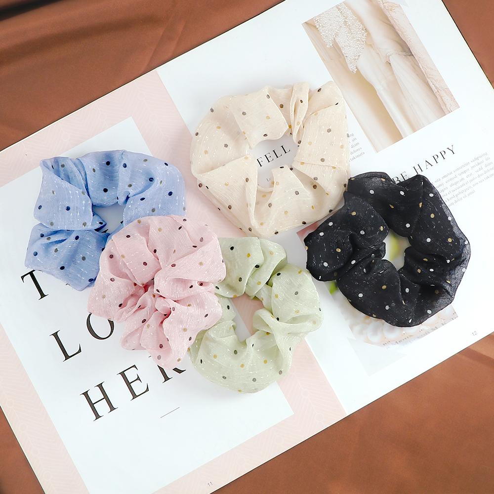 3 Stück Mode Mädchen Frauen Haarbänder Einfache Punkt Elastisches Leinen Garn Stirnband Haaraccessoires Haargummis Halter Scrunchie