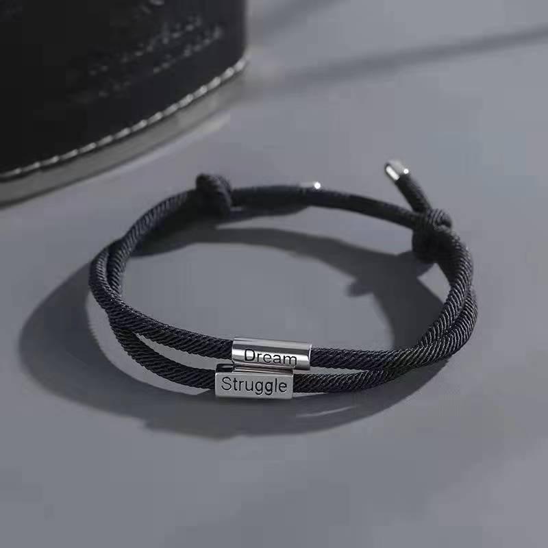 Mingjie Pánský inspirativní náramek s dvojitou šňůrkou - Trendy pletená ruční šňůrka, Ideální vánoční dárek pro přítele