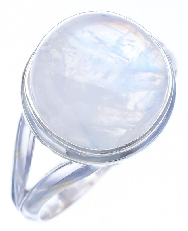 

StarGems® Natural Moonstone Handmade 925 Sterling Silver Ring 9 F2700