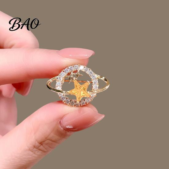 Sparkling Planet Pin Rhinestone Star Brooch Pin, Hollow Badge Decorative Women Jewelry, Clothing Accessory for Suits Coats Scarves Shawls Bags Cosmic