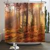 Fall Forest Natural Scene Shower Curtain for Bathroom Autumn Maple Tree Plants Rural Landscape Pumpkin Waterproof Shower Curtain
