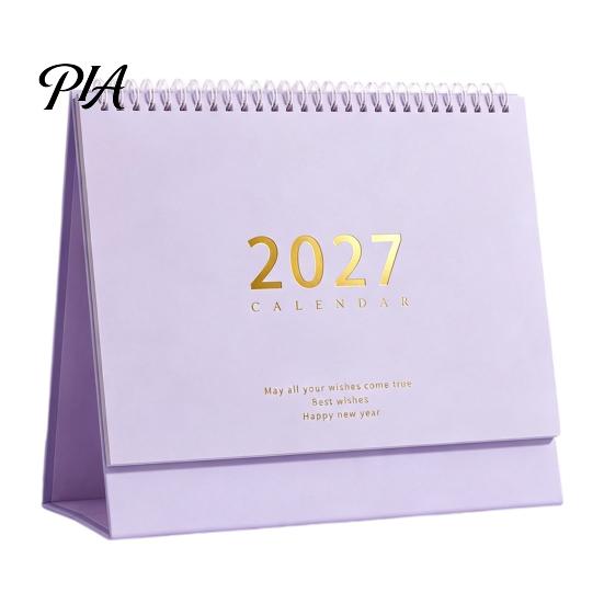 Decor Minimalist pentru Birou Calendar de Birou 2026-2027, Oct 2026-Dec 2027 Calendar pe 14 Luni, Bloc Mare cu Listă de Sarcini Desktop pentru Planificare, Organizare Transverse violet