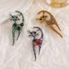 European & American Retro Cat Brooch: Alloy Rhinestone Inlaid Women's Fashion Suit Pin