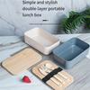 Portable Lunch Box Bamboo Wooden Lid Lunch Insulation Box Office Worker Japanese Sushi Lunch Box