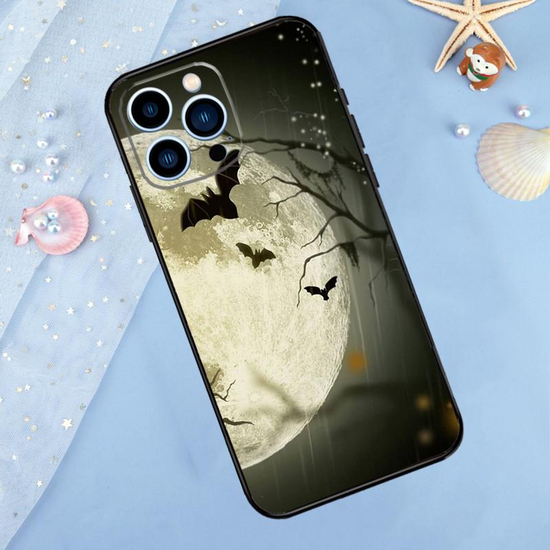 Gothic Horror Bats Full Moon Case For iPhone 17 Pro Max 16 14 13 12 11 15 Pro Max Plus 12 13 Mini 16e 17 Air Back Cover