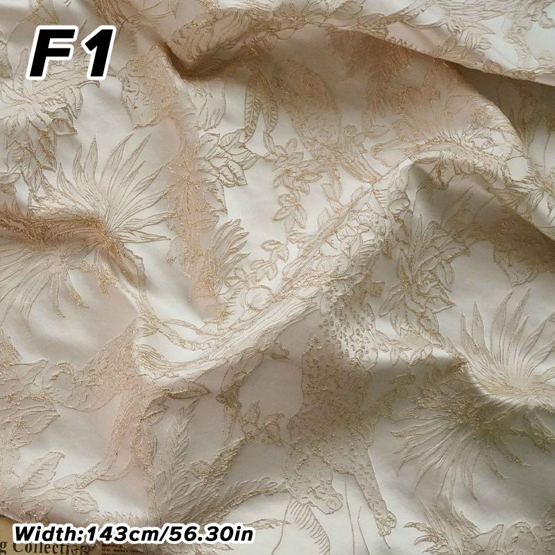 1M Luxus Goldene Seidenblume Geprägtes Jacquardgewebe Gewebter Brokatstoff Bekleidung Kleid Anzug Tasche Polsterung DIY Nähstoff