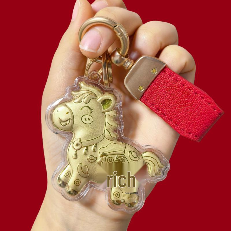 999 Pure Gold Year of the Horse Keychain Bag Charm & Mobile Phone Lanyard - Perfect Birthday Gift