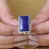 Lapislazuli Rechteck Edelsteinring, Handgefertigter Designerring, Statement-Schmuck, Damenschmuck, Geschenk für sie, Jubiläumsgeschenk, 925 Sterlingsilber