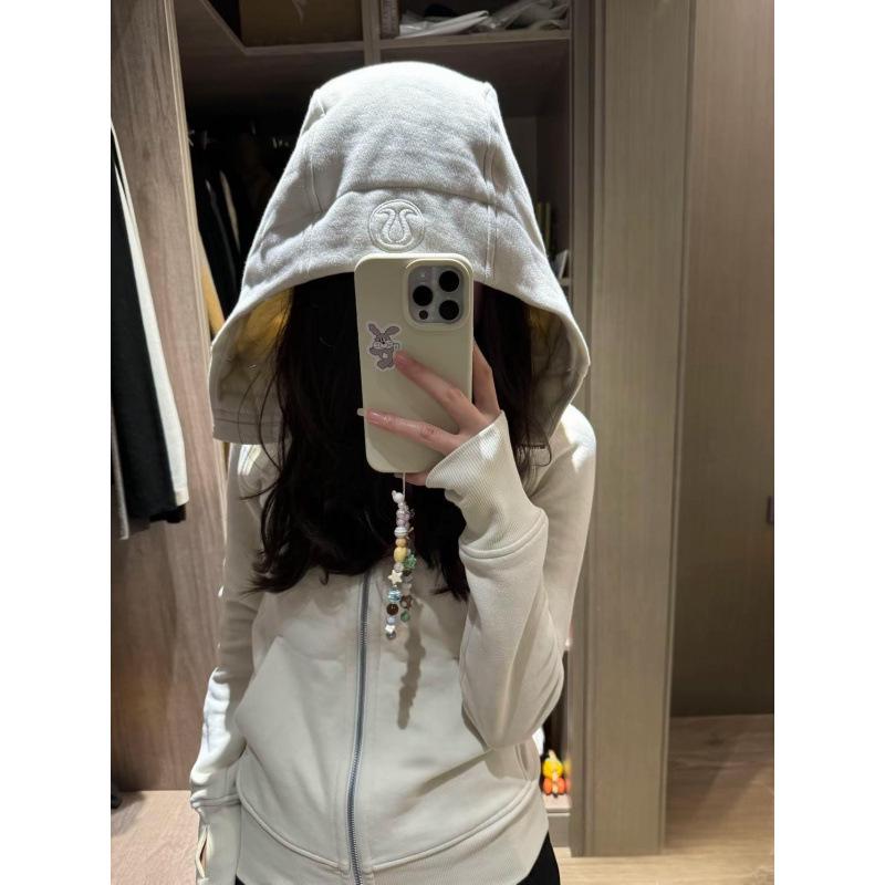 Lulu Original Embroidered Slim-Fit Scuba Jacket - Fleece-Lined Warm Yoga Casual Sports Top